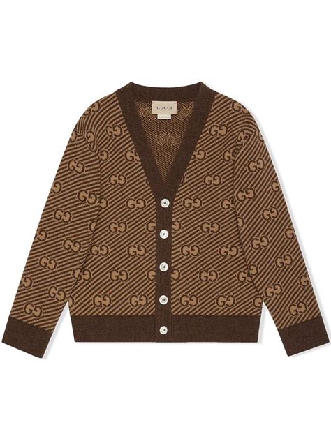 Gucci Kids GG Stripe Wool Cardigan 